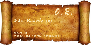 Ochs Radvány névjegykártya
